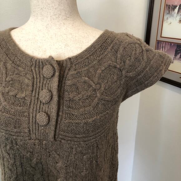 Ruff Hewn Wool Blend Cable Knit Sweater M Brown Lambswool Rabbit Hair Heritage - Picture 3 of 9